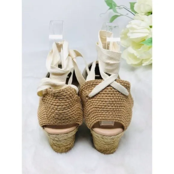 LK Bennett Suede Espadrille 7 US Ankle-Tie Wedge Heel Sandals, 38 EU‎