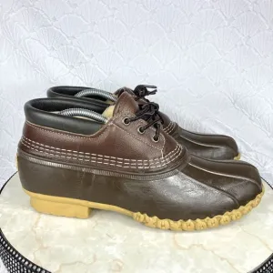 LL Bean BEAN Waterproof Duck Boots 8 Brown Leather Sherpa Lined Rubber Snow Boot