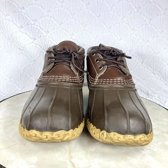 LL Bean BEAN Waterproof Duck Boots 8 Brown Leather Sherpa Lined Rubber Snow Boot