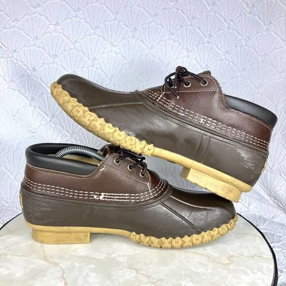 LL Bean BEAN Waterproof Duck Boots 8 Brown Leather Sherpa Lined Rubber Snow Boot