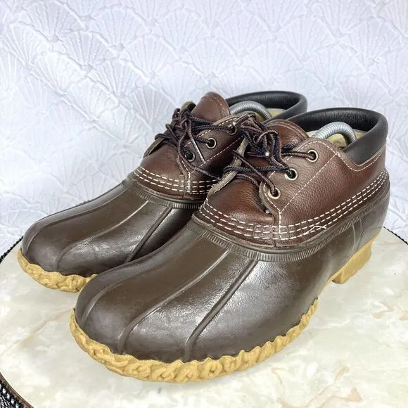 LL Bean BEAN Waterproof Duck Boots 8 Brown Leather Sherpa Lined Rubber Snow Boot