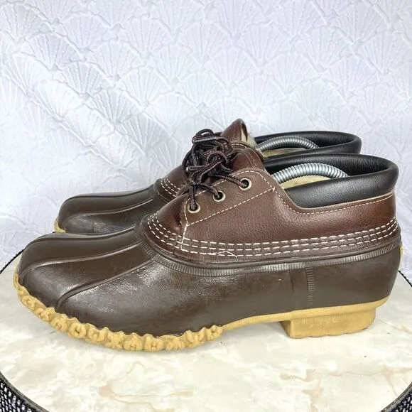 LL Bean BEAN Waterproof Duck Boots 8 Brown Leather Sherpa Lined Rubber Snow Boot