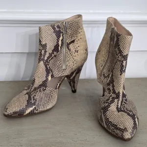 Loeffler Randal Electra Snakeskin Cutout Ankle Booties. 3.25&quot; Heels. Mobwife. 9