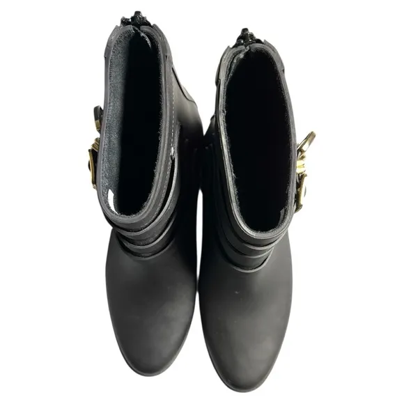 Loeffler Randall Fenton Black Rubber Rain Boots Size 6