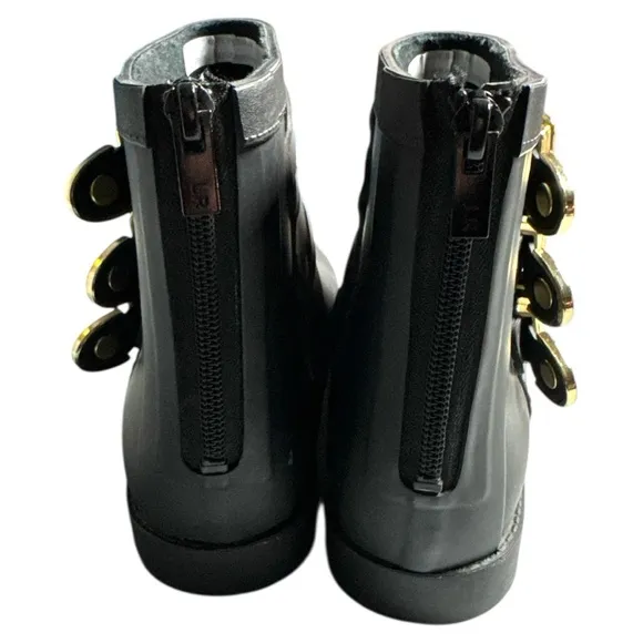 Loeffler Randall Fenton Black Rubber Rain Boots Size 6