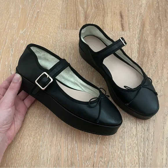 Loeffler Randall Leah Black Platform Mary Jane Ballet Shoes