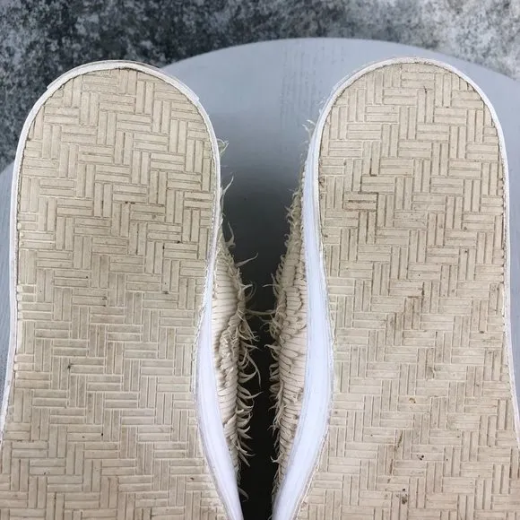 Loeffler Randall Women's Size 8 Logan Cream Fringe Lace-Up Low Top Sneakers Shoe