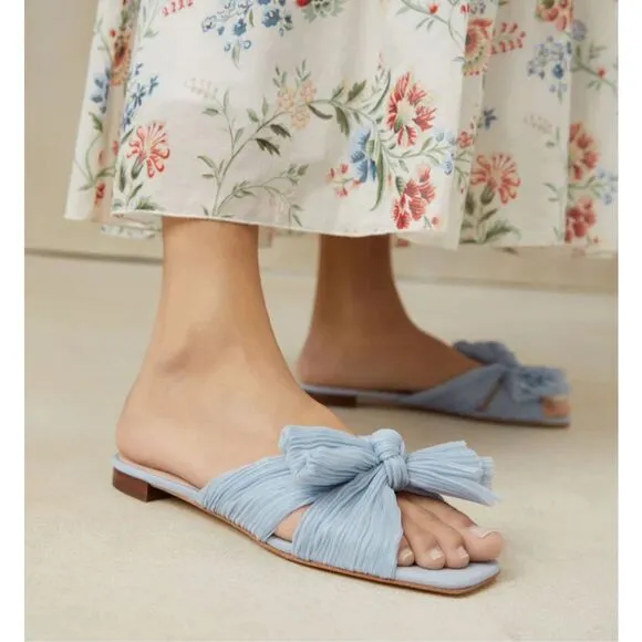Loeffler Randell Daphne Blue Bow Mule Slide Slip On Women’s Size 10 B NEW