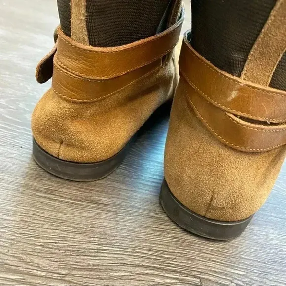 Loft Tan Camel Suede Riding Boots Elasticated Shaft Knee High: 8