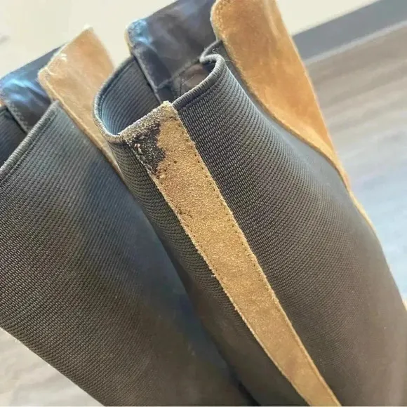 Loft Tan Camel Suede Riding Boots Elasticated Shaft Knee High: 8