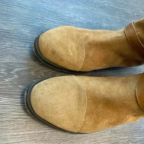 Loft Tan Camel Suede Riding Boots Elasticated Shaft Knee High: 8