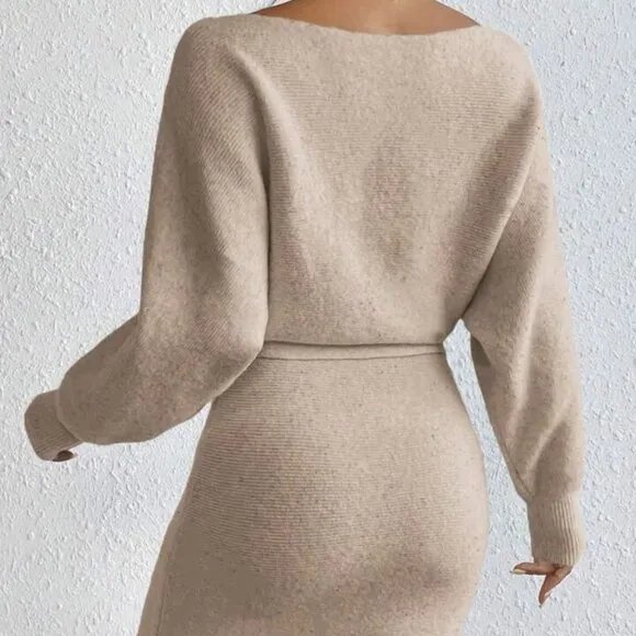 Long Sleeve Sweater Dress – Effortlessly Chic On/Off Shoulder