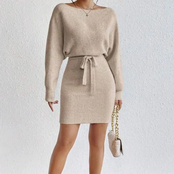 Long Sleeve Sweater Dress – Effortlessly Chic On/Off Shoulder