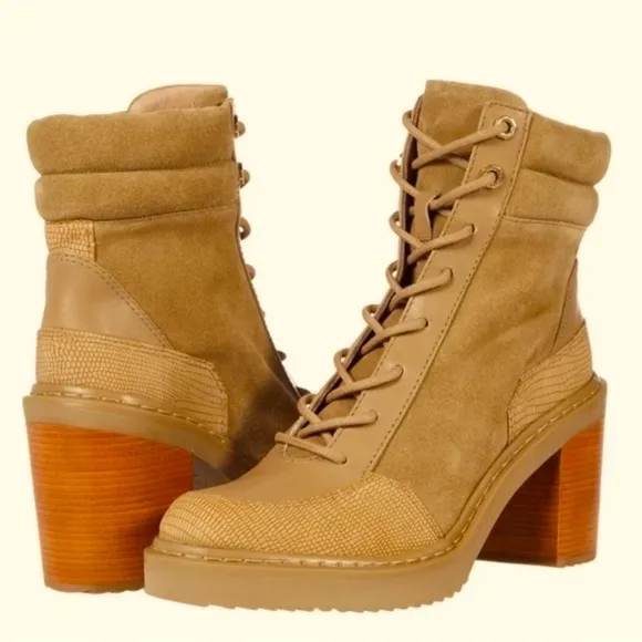 LOUISE etCIE SOFT SUEDE LACE UP LO-VAMBA STYLE ANKLE BOOTS