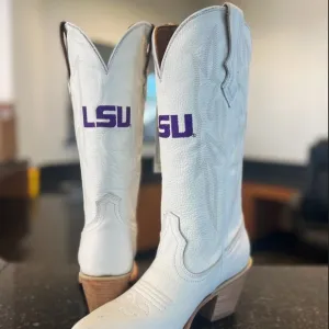 LSU Women's White Cowboy Boots
