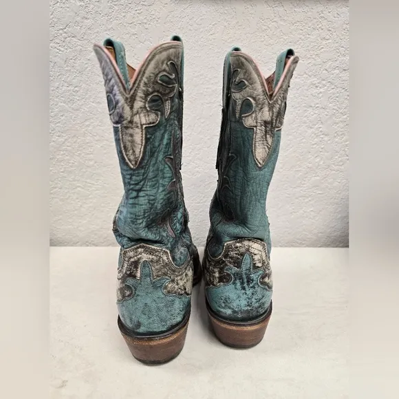 Lucchese 1883 Adona Stone Wash Robin Egg Blue Cowboy Boots Size 8