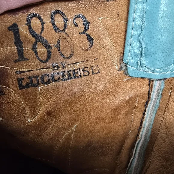 Lucchese 1883 Adona Stone Wash Robin Egg Blue Cowboy Boots Size 8