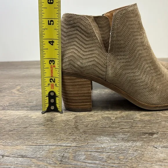Lucky Brand Cinder -Pickla Leather Ankle Boots -Suede Chevron Pattern Size 6