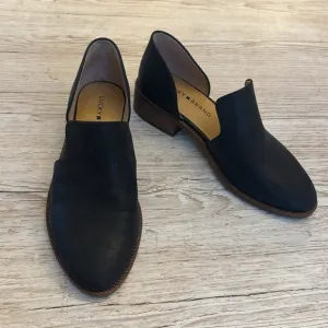 Lucky Brand Gennifa Black Leather Cutout Slip On Loafer Size 6M