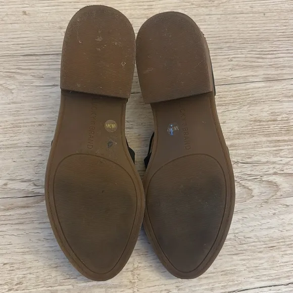 Lucky Brand Gennifa Black Leather Cutout Slip On Loafer Size 6M