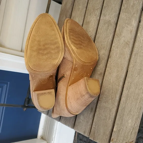 Lucky Brand LP-Elenor 2 Women's Tan Suede Leather Embroidered Ankle Boots - 9.5