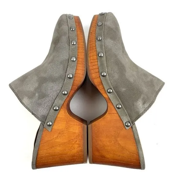 Lucky Brand Yeats Clogs 10 Taupe Camo Frosted Leather Slip On Shoes Womens