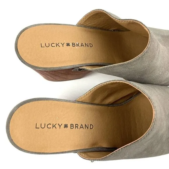 Lucky Brand Yeats Clogs 10 Taupe Camo Frosted Leather Slip On Shoes Womens