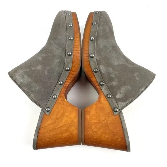 Lucky Brand Yeats Clogs 10 Taupe Camo Frosted Leather Slip On Shoes Womens