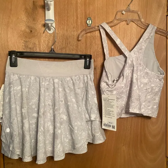 Lululemon Terrazzo Marble Court Rival HR skirt &amp; Everlux Asymmetrical Tank- NWT