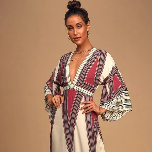 Lulus Montecito Cream Print Maxi Dress
