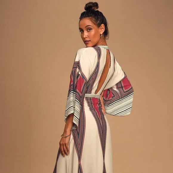Lulus Montecito Cream Print Maxi Dress
