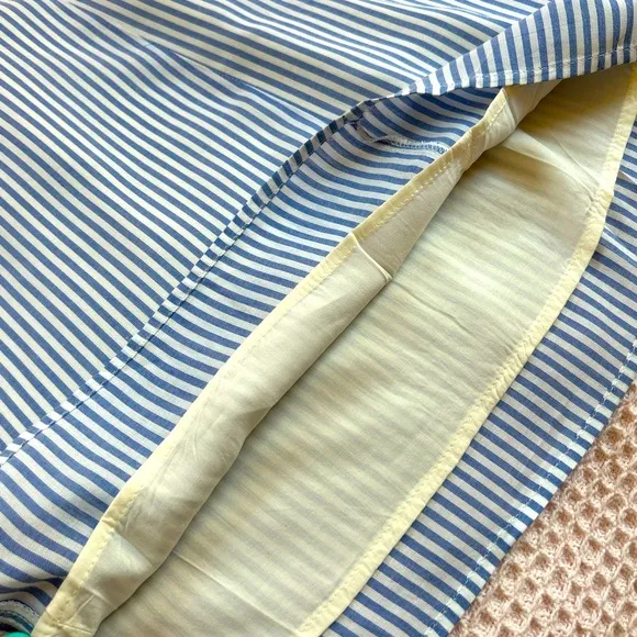 Lulus Seaport Navy Blue and White Striped Tie-Front mini dress cutout back LG