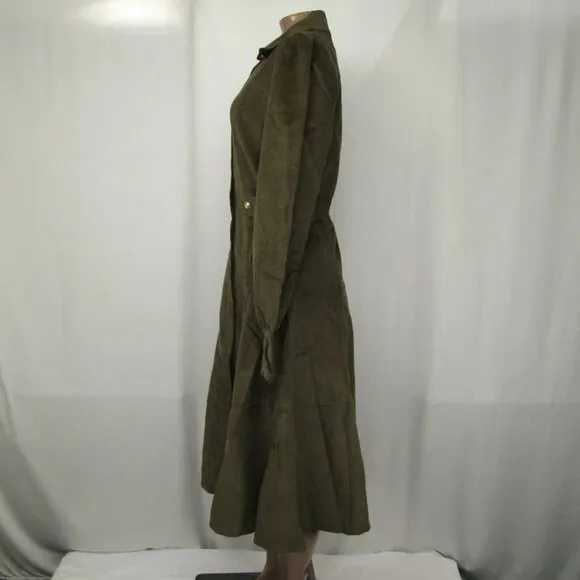 Luum Womens Midi Dress Olive Green Size L Luna Button Down Long Sleeve