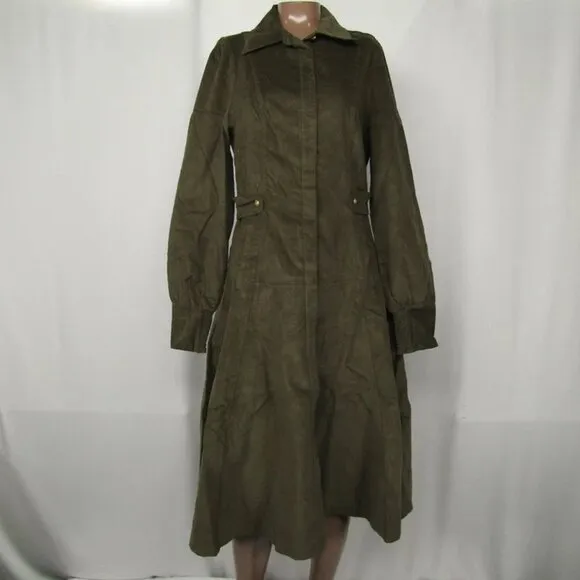 Luum Womens Midi Dress Olive Green Size L Luna Button Down Long Sleeve