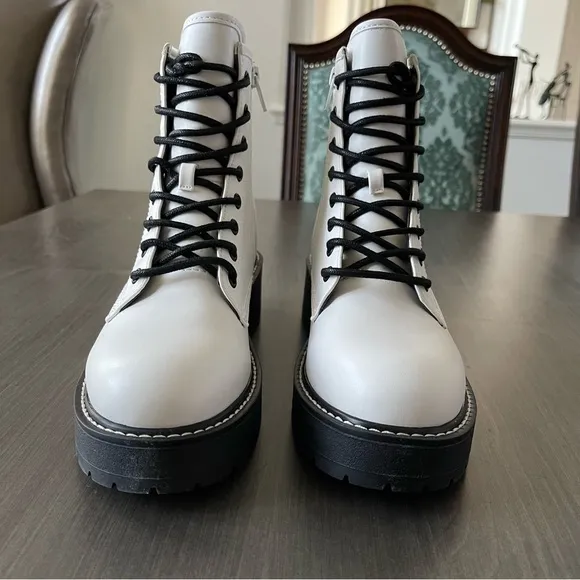Madden Girl Carra Women Platform Combat ankle Boots white 7.5 NEW!