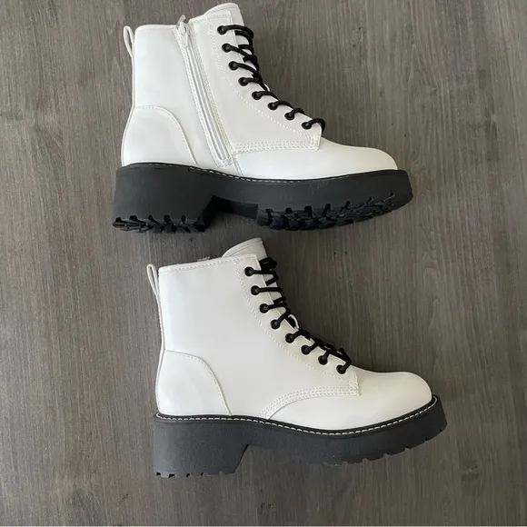 Madden Girl Carra Women Platform Combat ankle Boots white 7.5 NEW!