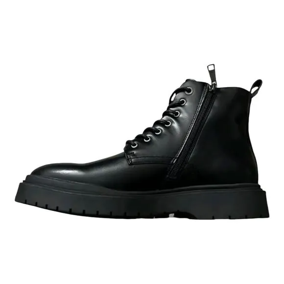 Madden Men's Auustn Faux Leather Combat Style Boots Black Size 9