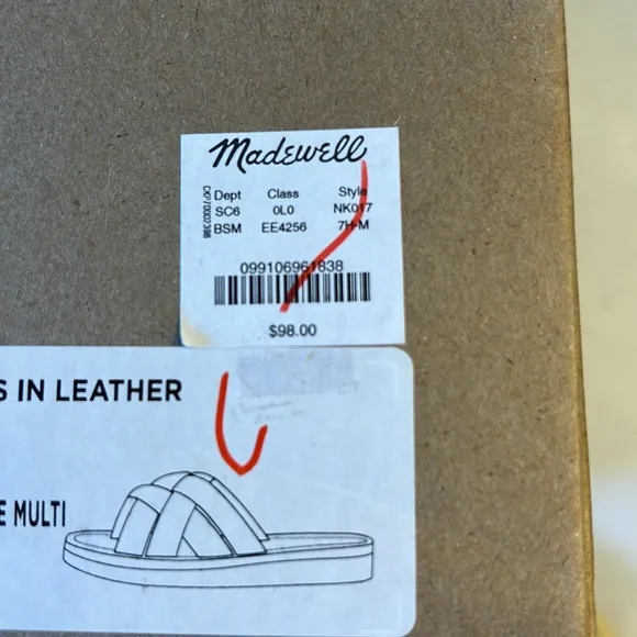 Madewell 7.5 Sandals Puffy Woven Leandra Slides Leather Buttered Scone Multi NWT