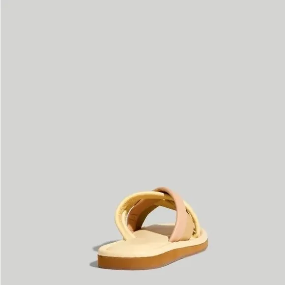 Madewell 7.5 Sandals Puffy Woven Leandra Slides Leather Buttered Scone Multi NWT