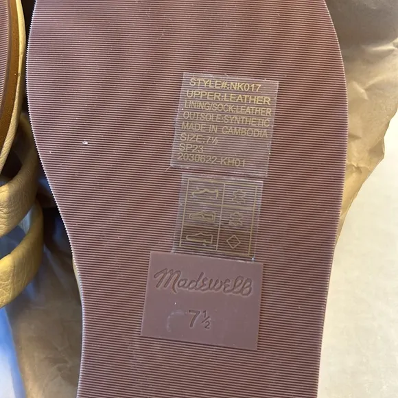 Madewell 7.5 Sandals Puffy Woven Leandra Slides Leather Buttered Scone Multi NWT