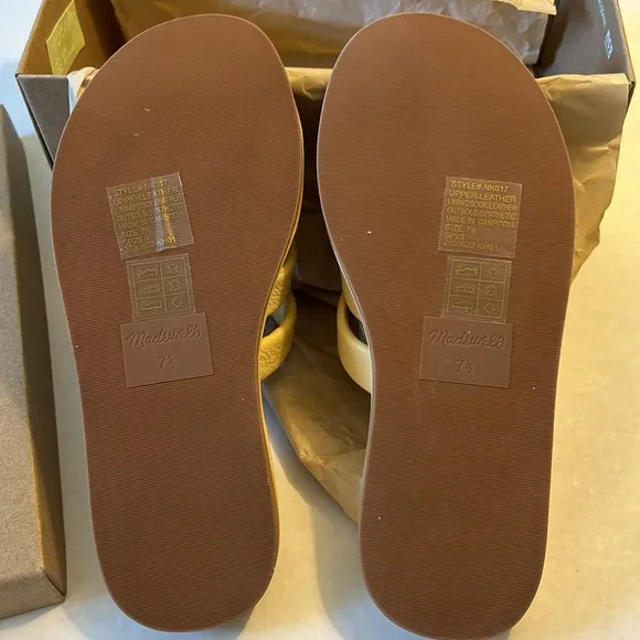 Madewell 7.5 Sandals Puffy Woven Leandra Slides Leather Buttered Scone Multi NWT