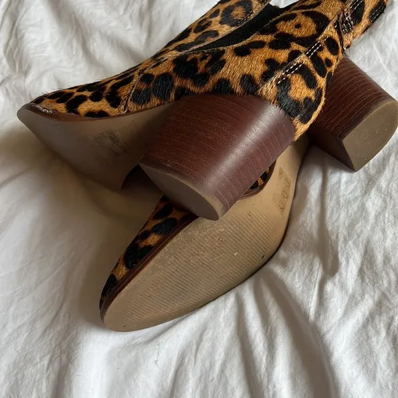 MADEWELL Ankle Booties Boots Leopard Animal Sz 8 Calf Hair SO CUTE CHIC