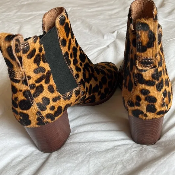 MADEWELL Ankle Booties Boots Leopard Animal Sz 8 Calf Hair SO CUTE CHIC