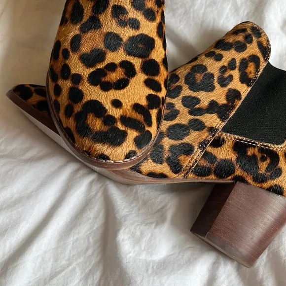 MADEWELL Ankle Booties Boots Leopard Animal Sz 8 Calf Hair SO CUTE CHIC