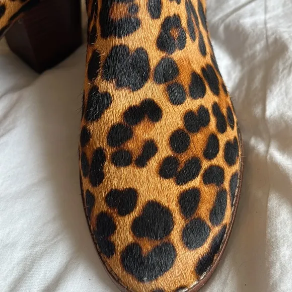 MADEWELL Ankle Booties Boots Leopard Animal Sz 8 Calf Hair SO CUTE CHIC