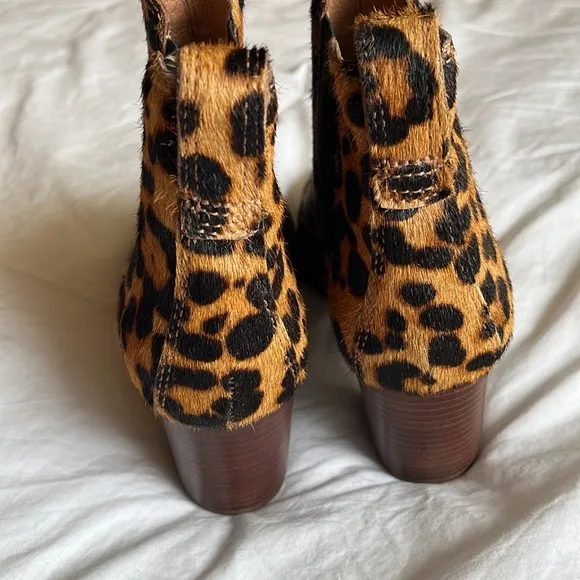 MADEWELL Ankle Booties Boots Leopard Animal Sz 8 Calf Hair SO CUTE CHIC