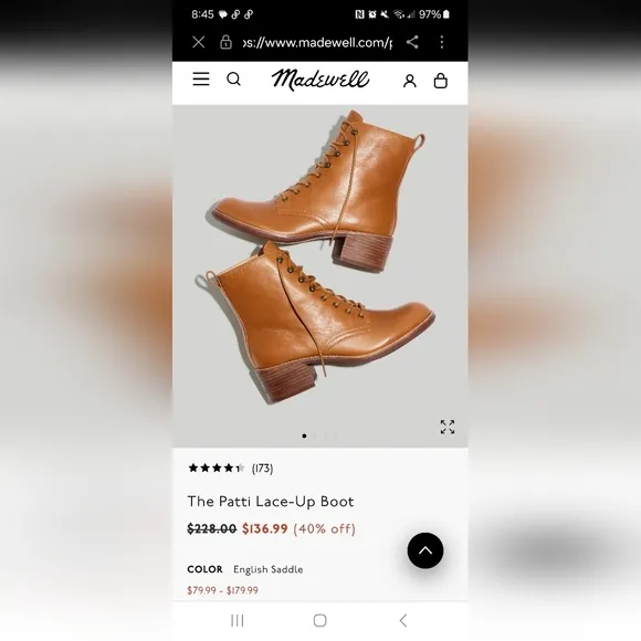 Madewell Brown Lace-Up Combat Style Ankle Boots Size 9.5 NWT