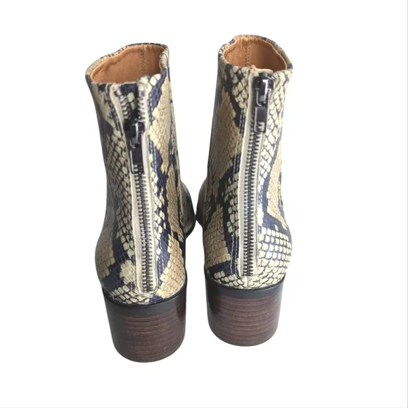 Madewell Essex Snakeskin Ankle Boots - Black and Tan.. Size 8