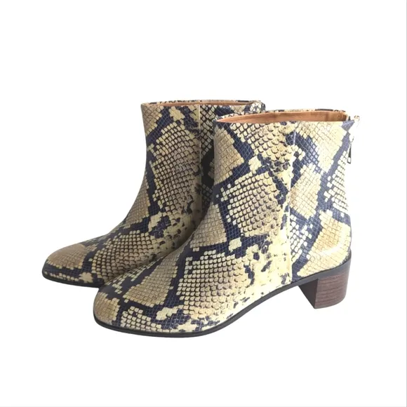 Madewell Essex Snakeskin Ankle Boots - Black and Tan.. Size 8