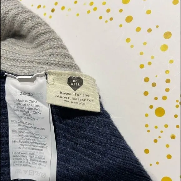 Madewell Patch Pocket Pullover Sweater in Colorblock Navy Blue Gray J8783 NWT